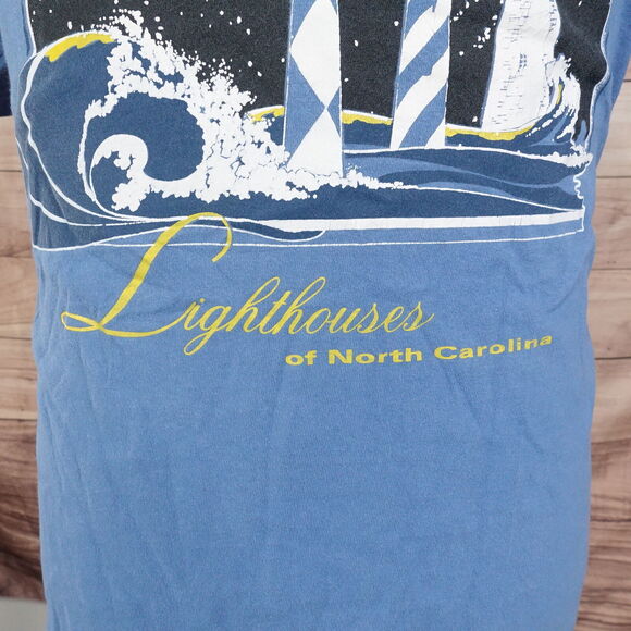 VINTAGE LIGHTHOUSES OF NORTH CAROLINA USA MADE SINGLE STITCH TRAVEL TSHIRT SZ L - Picture 3 of 8